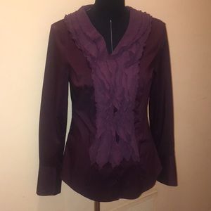 Ann Taylor ruffle button down blouse